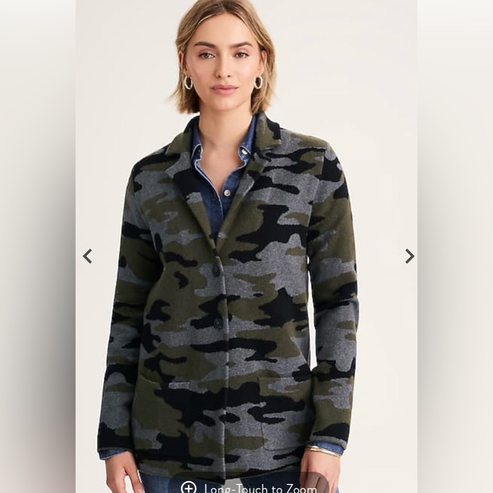 J. Jill Camouflage Cardigan Blazer Sweater Green / Black / Gray Size S NWT